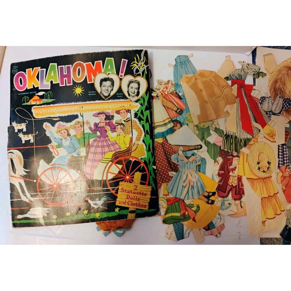 Vtg 1950s Saalfield Wavy Hair Paper Doll Lot Oklahoma Ephemera Mixed Clothes